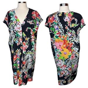 Lauren Ralph Lauren Floral Paisley Bold Printed VNeck Short Sleeve Midi Dress 14